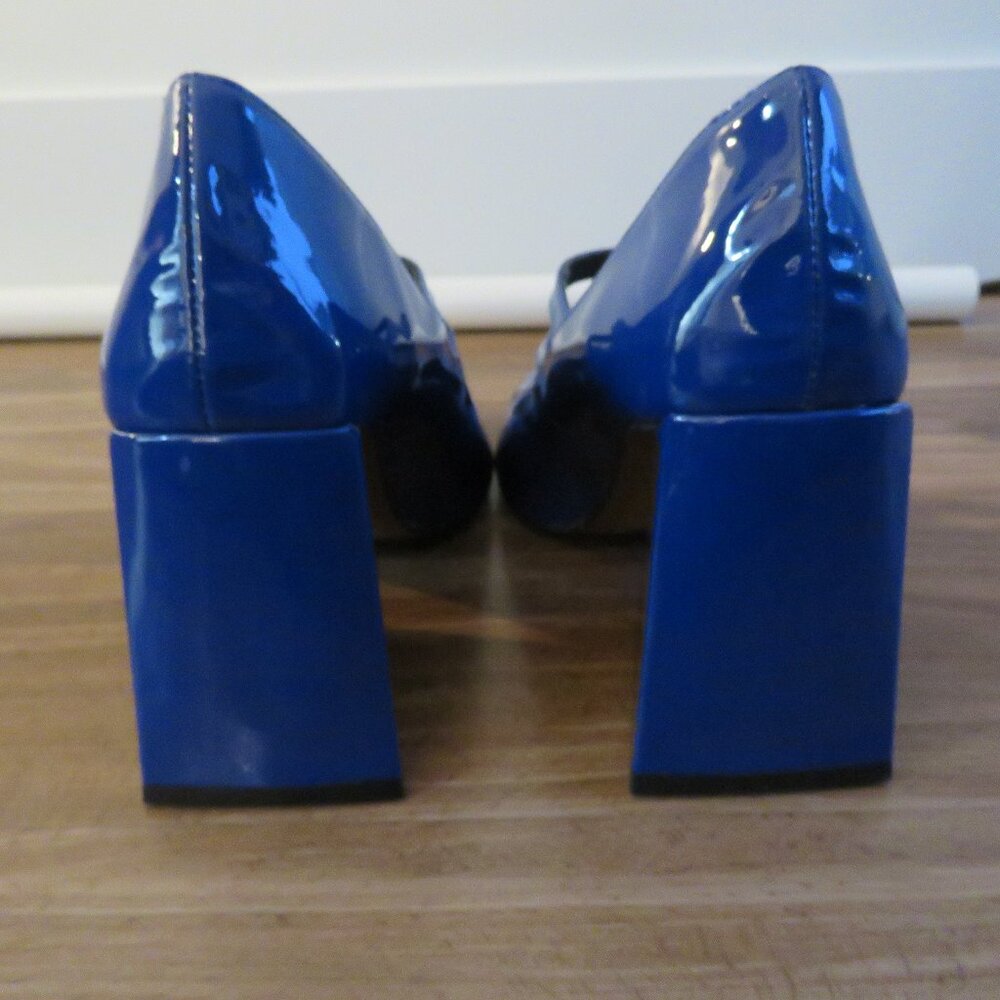 L'INTERVALLE Stefani Blue Patent Leather Block Heel Mary Jane Shoes  38 / 7.5-8 - Picture 11 of 15
